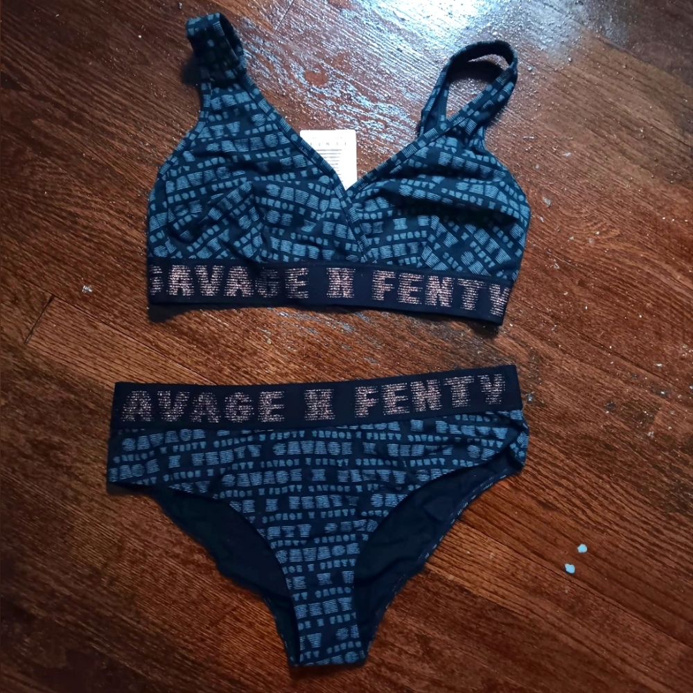 Savage Fenty black bra and panty set
